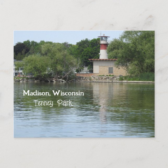 Cartão Postal Tenney Park, Madison Wisconsin Lighthouse (Frente)