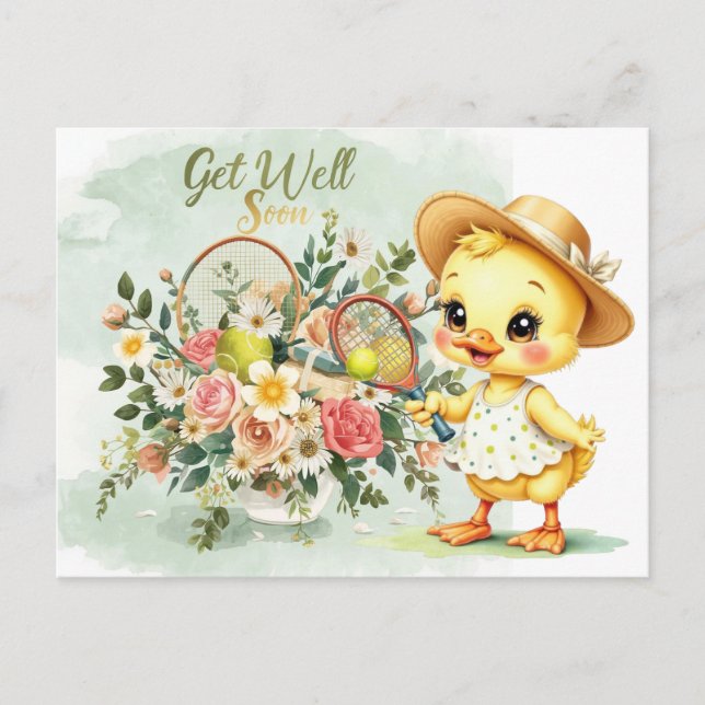 Cartão Postal TENNIS Get well soon for Duck Lover  (Frente)
