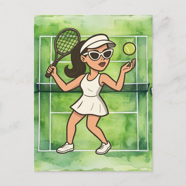 Cartão Postal Tennis Woman está jogando Tênis  (Frente)