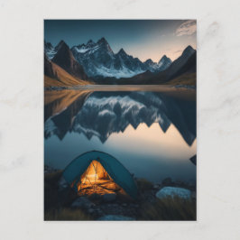 Cartão Postal Tent, Montanhas e Acampamento de lago - Arte Temid