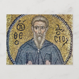 Cartão Postal Teodósio, o Cenobiarca Ícone Mosaico Bizantino