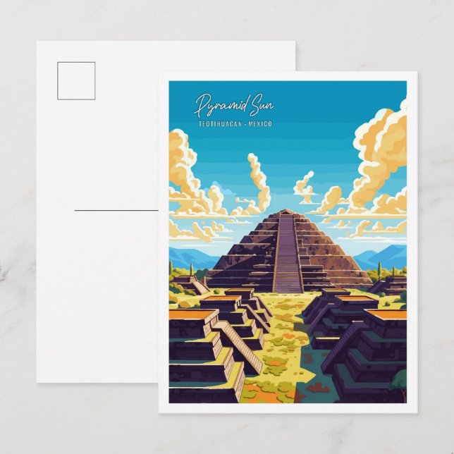 Cartão Postal Teotihuacan México - viagens vintage (Frente/Verso)