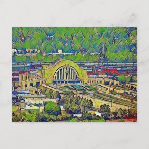 Cartão Postal Terminal da União Cincinnati de cima da pintura