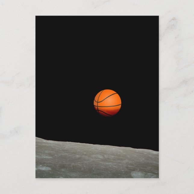 Cartão Postal terra de basquetebol do universo espacial da lua (Frente)