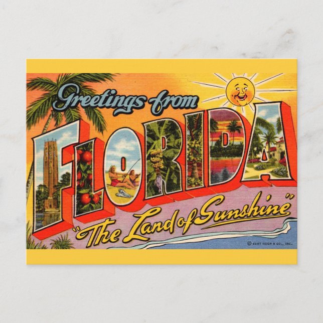 Cartão Postal Terra de Saudação Ensolarada (Frente)