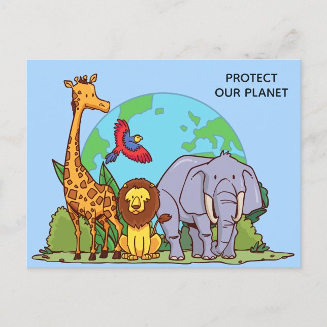 Cartão Postal Terra de Texto Personalizado com Animais (Frente)