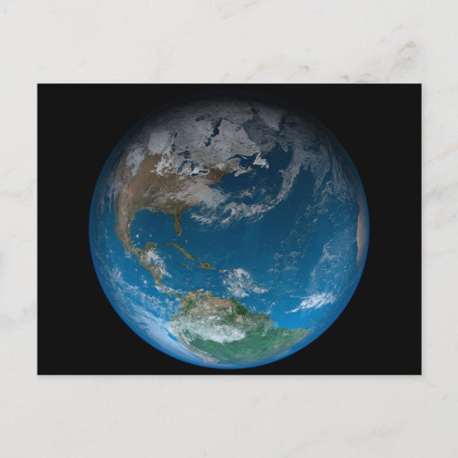 Cartão Postal Terra inteira apresentando América do Norte e do S (Frente)