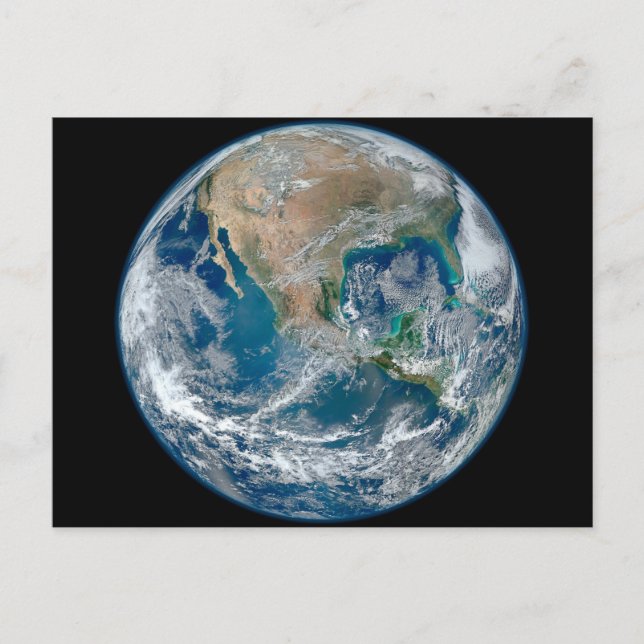 Cartão Postal Terra inteira mostrando a América do Norte e Méxic (Frente)