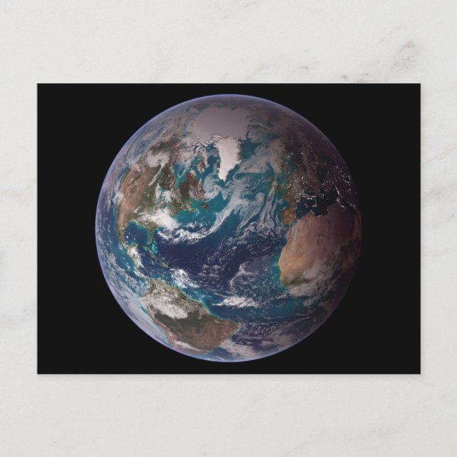 Cartão Postal Terra Marble Azul (Hemisfério Ocidental) (Frente)