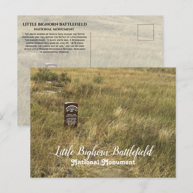 Cartão Postal Terra Nativa do Burial Americano, Pequeno Bighorn (Frente/Verso)