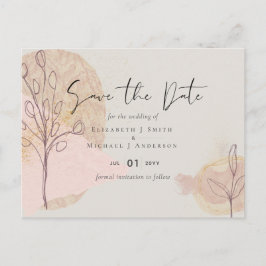 Cartão Postal Terra Natural Sage Poeira Rosa Bege Save the Date