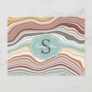 Cartão Postal Terra Rainbow Marble Gemstone Patterno Monograma