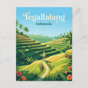 Cartão Postal Terraços de Arroz de Tegallalang Indonésia
