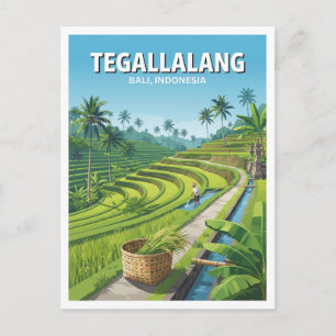 Cartão Postal Terraços de Arroz de Tegallalang Ubud Indonésia