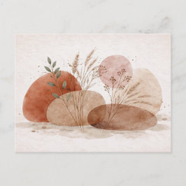 Cartão Postal Terracota Boho Abstrato Botânico Aquarela 