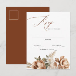 Cartão Postal Terracota Rústica Pampas Boho Floral Outono RSVP