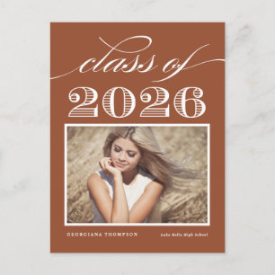 Cartão Postal Terracota Vintage Turma de 2026 Foto Formatura