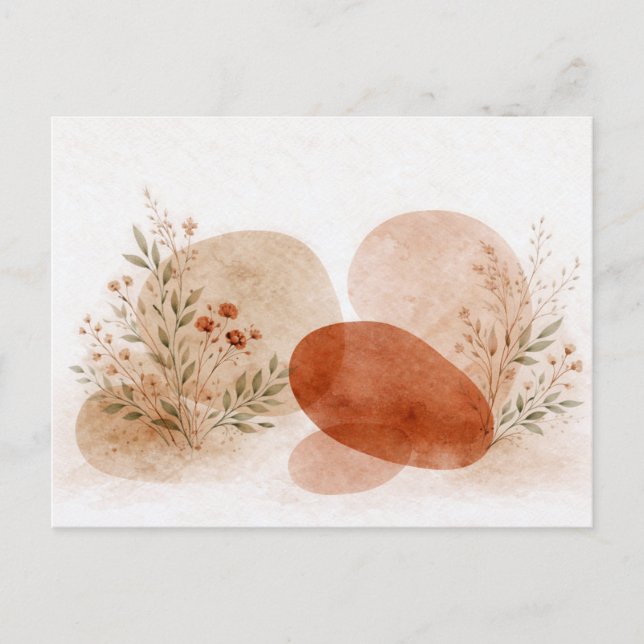 Cartão Postal Terracotta Abstract Boho Botanical Watercolor (Frente)
