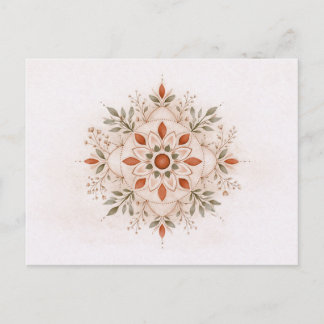 Cartão Postal Terracotta Boho Botanical Mandala Watercolor 