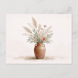 Cartão Postal Terracotta Boho Vase Pampas Grass Botanical