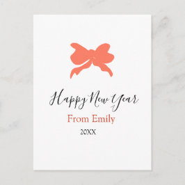 Cartão Postal Terracotta bow happy new year name year boho retro