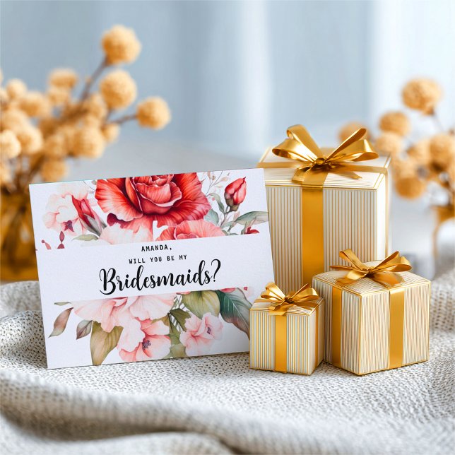 Cartão Postal Terracotta Burgundy Blush Floral Bridesmaid (Criador carregado)