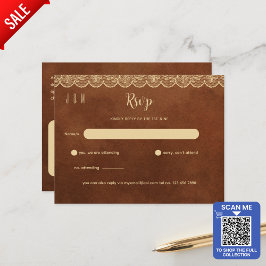 Cartão Postal Terracotta Dourado Lace Wedding RSVP Para Correspo