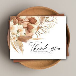 Cartão Postal Terracotta Floral Boho Weding Obrigado