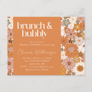 Cartão Postal Terracotta Floral Brunch Noivado Chuveiro Terroso