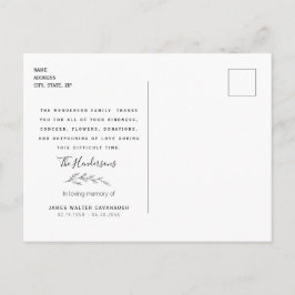 Cartão Postal Terracotta Foliage Funeral Obrigado Nome e Data