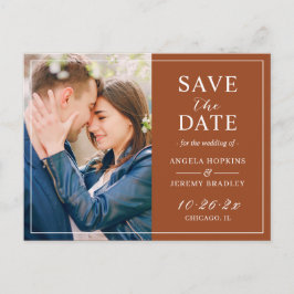 Cartão Postal Terracotta Reddish Modern Photo Save the Date