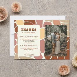 Cartão Postal Terracotta Retro Groovy Boho Casamento Obrigado