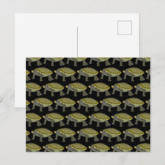 Cartão Postal Terrapin (pattern black) - Postcard (Frente/Verso)