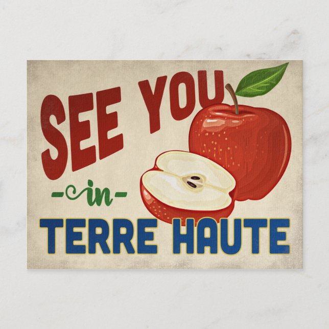 Cartão Postal Terre Haute Indiana Apple - Viagens vintage (Frente)