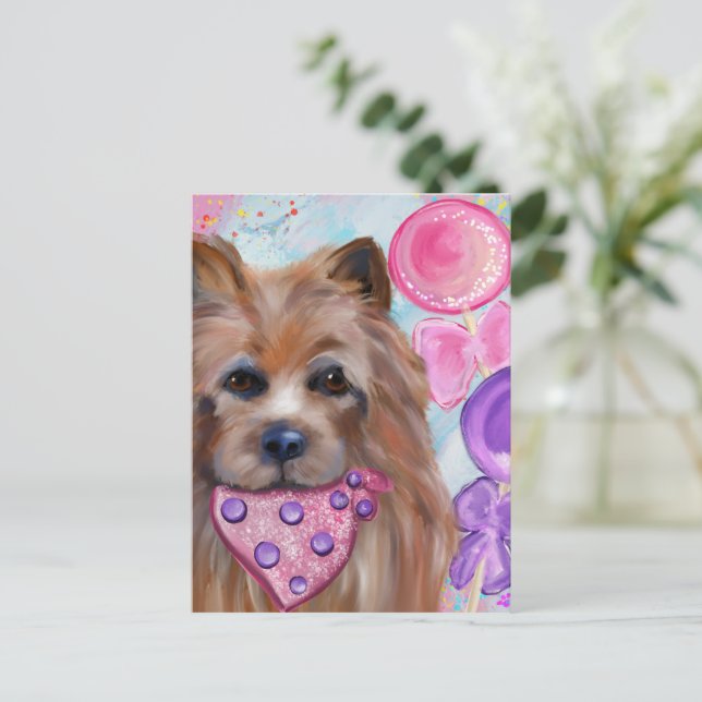 CARTÃO POSTAL TERRIER AUSTRALIANO   (Em pé/Frente)