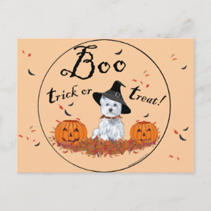 Cartão Postal Terrier Branco do West Highland no Halloween