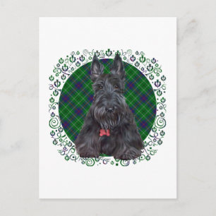 Cartão Postal Terrier Escocês em Tartan