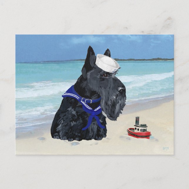 Cartão Postal Terrier Escocês Marinheiro (Frente)