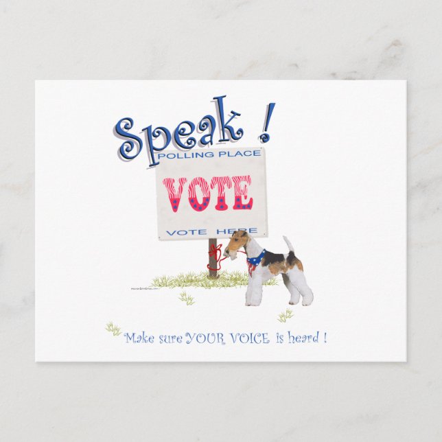 Cartão Postal Terrier Fox de Arame Voz de Voto (Frente)