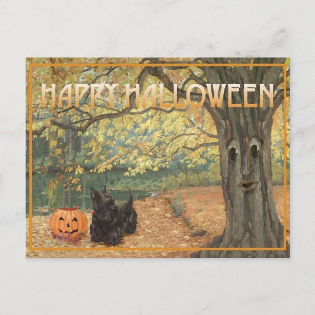 Cartão Postal Terrier Halloween escocês (Frente)