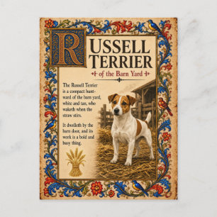 Cartão Postal Terrier Russell, Arte de Bestiário Medieval