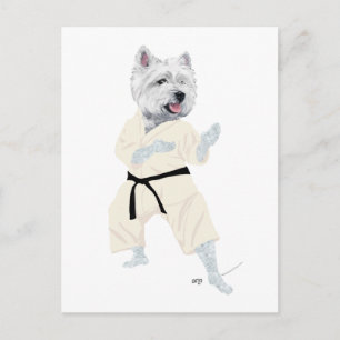 Cartão Postal Terrier West Highland KARATE !