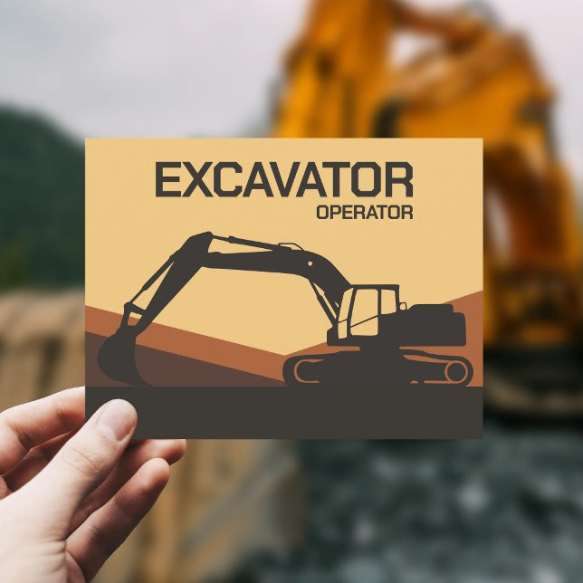 Cartão Postal Terroso - Operador de Escavadeira (Earth-Toned - Excavator Operator Postcard)