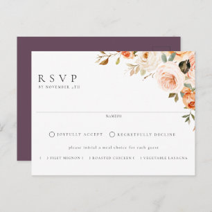 Cartão Postal Terthy Autumn Floral Meal Choice Weding RSVP