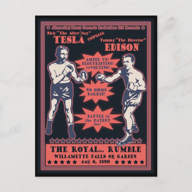 Cartão Postal Tesla v. Edison (Frente)