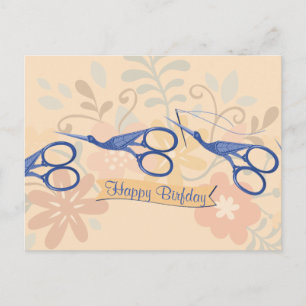 Cartão Postal Tesoura de aves ornamentais costureira