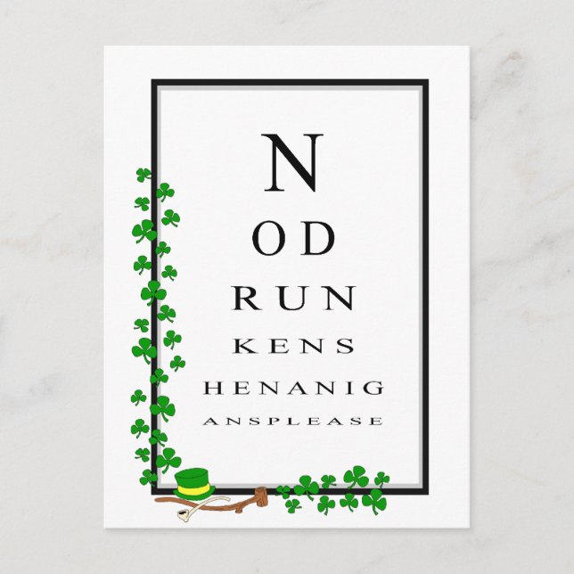 Cartão Postal Teste de olho divertido Sem brincadeiras bêbadas p (Frente)