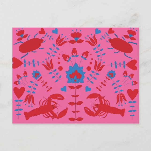 Cartão Postal teste padrão da lagosta (Frente)