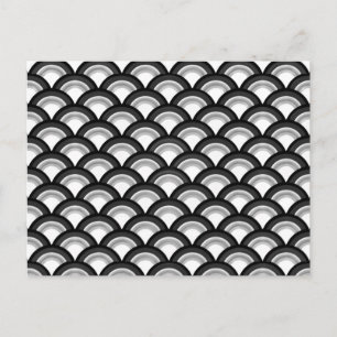 Cartão Postal Teste padrão de onda do art deco - preto e branco