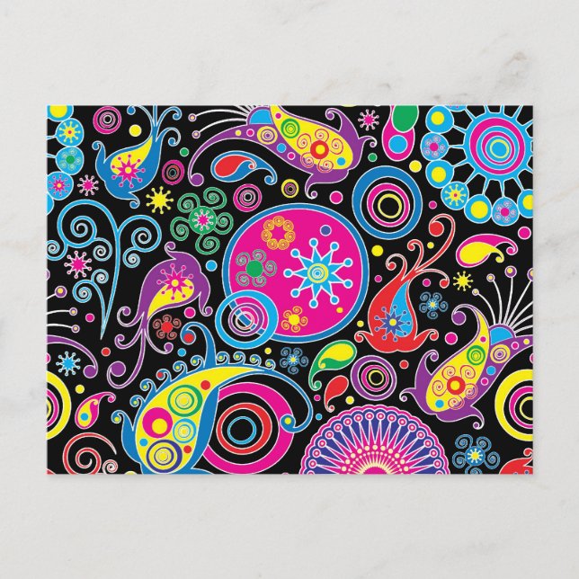 Cartão Postal Teste padrão Funky super de Paisley (Frente)